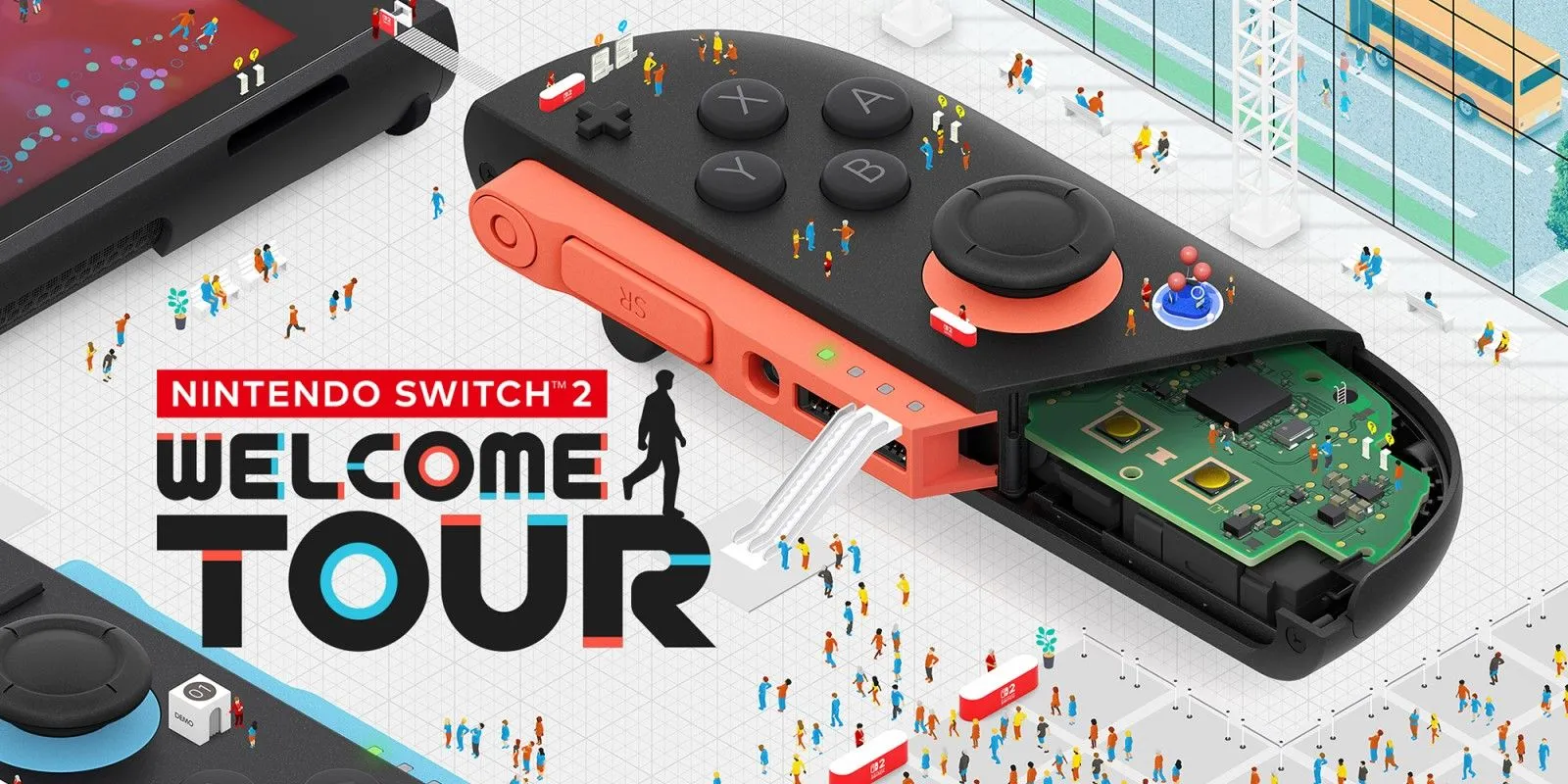 Ảnh bìa tựa game Nintendo Switch 2 Welcome Tour với logo và đồ họa sống động.