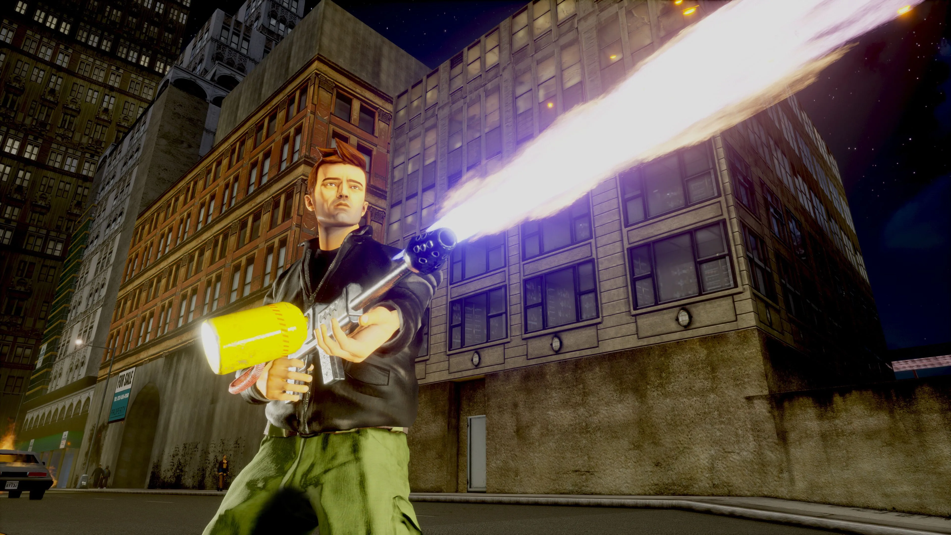 Ảnh chụp màn hình Grand Theft Auto III trong phiên bản The Definitive Edition, thể hiện những hạn chế của AI upscaling.