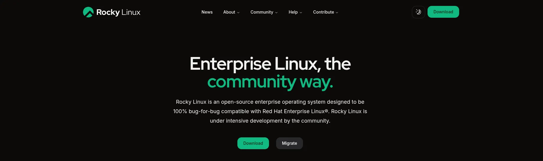 Ảnh chụp màn hình trang chủ của Rocky Linux