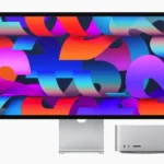 Apple Studio Display kết nối với Mac Studio trong môi trường làm việc chuyên nghiệp.