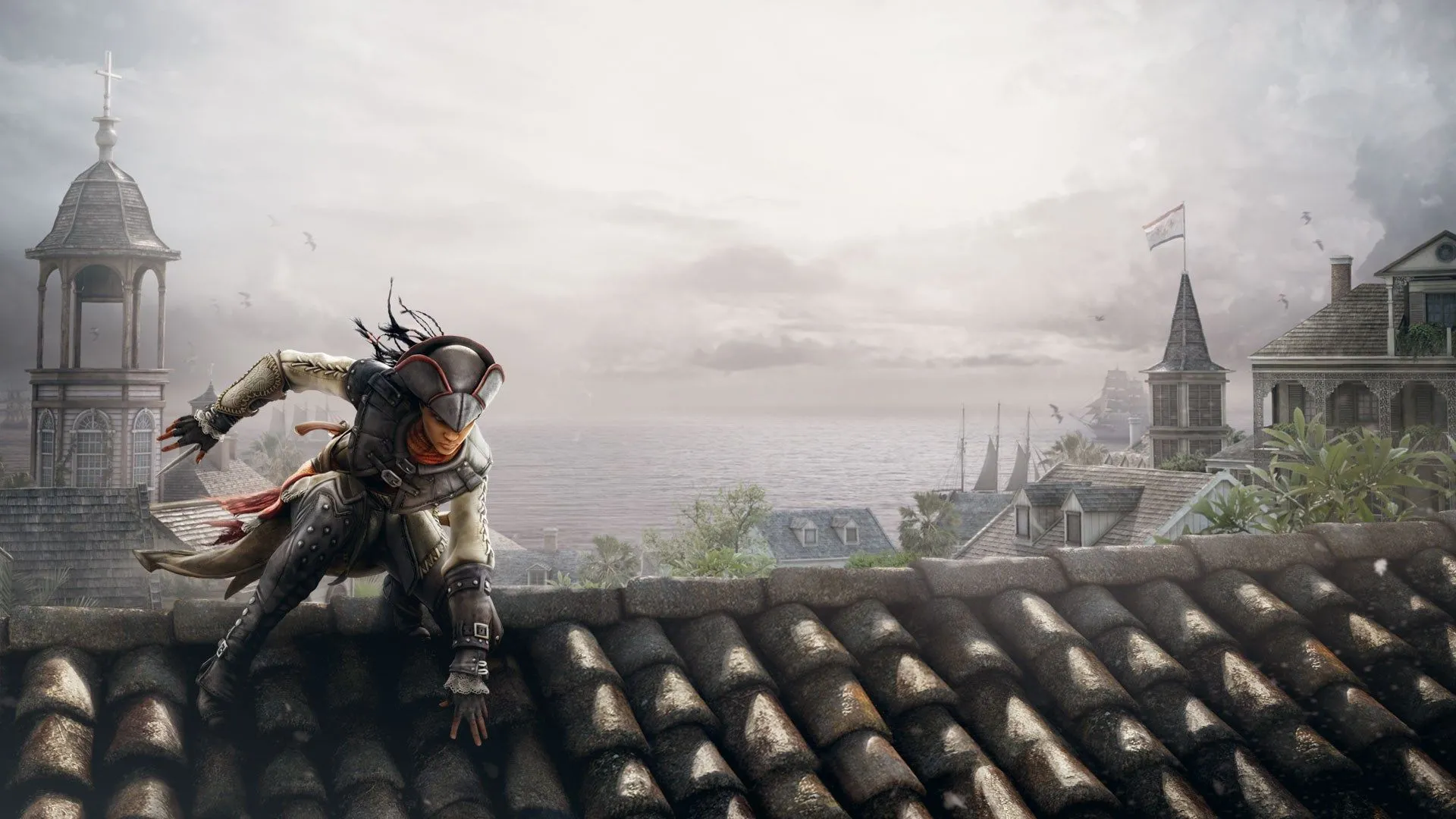 Assassin's Creed Liberation HD trên nền cảnh New Orleans với nhân vật Aveline de Grandpré