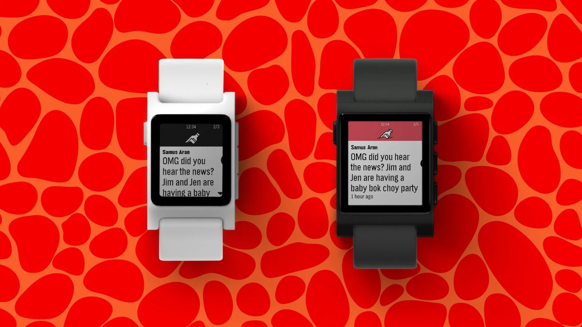 Ba chiếc đồng hồ thông minh Pebble Core 2 Duo, Core Time 2 màu đen và vàng xếp cạnh nhau
