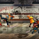 Ba nhân vật Axel, Blaze và Floyd cùng chiến đấu với kẻ thù trong tựa game Streets of Rage 4 hồi sinh