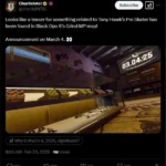 Bài đăng của Charlie Intel trên X về game Tony Hawk trong Call of Duty: Black Ops 6.