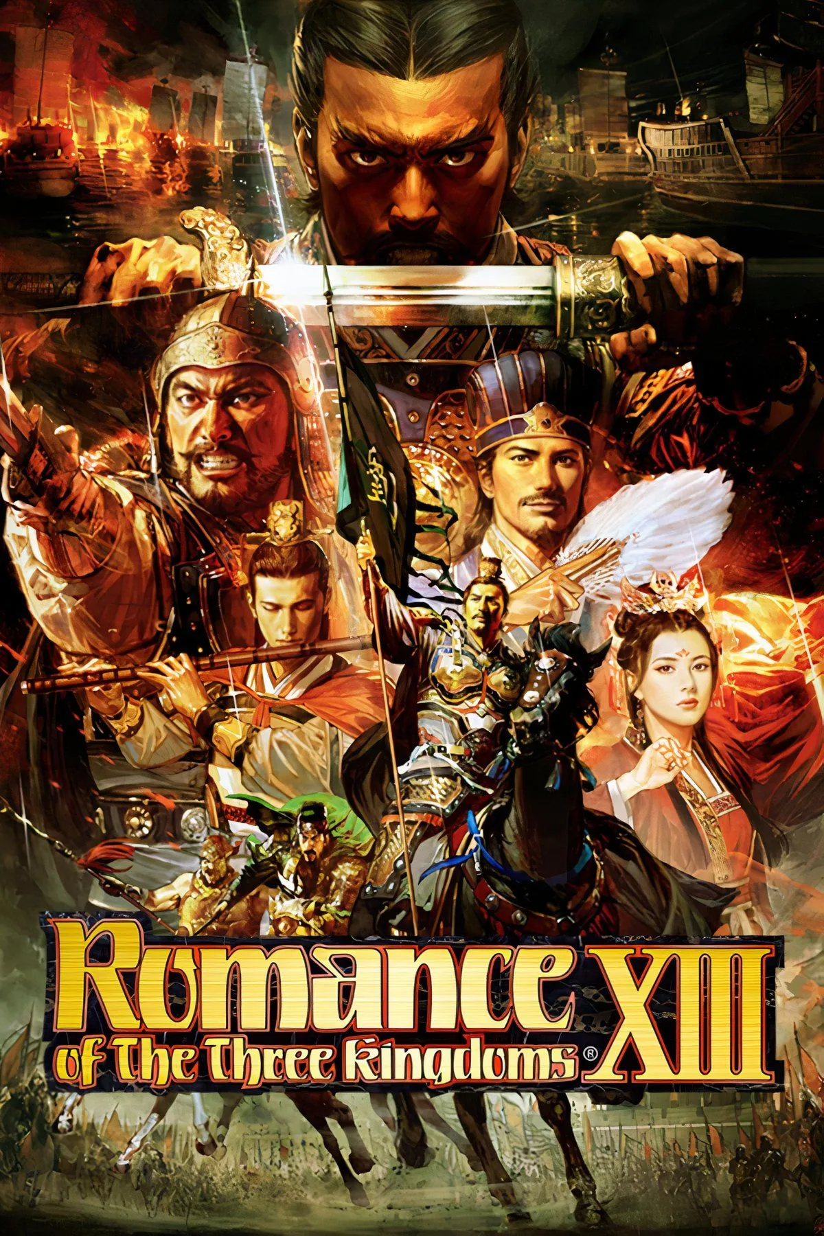 Bản đồ chiến lược với các nhân vật và quân đội trong Romance of the Three Kingdoms XIII, thể hiện quy mô lớn của game.