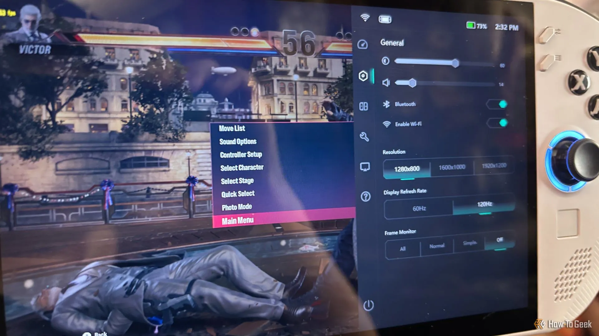 Bảng cài đặt nhanh Legion Space trên Lenovo Legion Go S, hiển thị các tùy chọn cấu hình trong game.