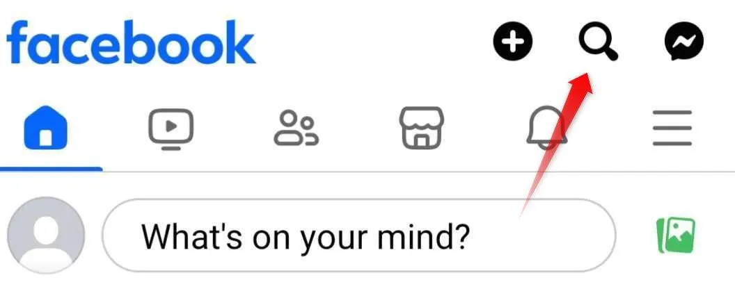 Biểu tượng kính lúp trên giao diện Facebook, dùng để tìm kiếm hồ sơ cá nhân của người dùng.