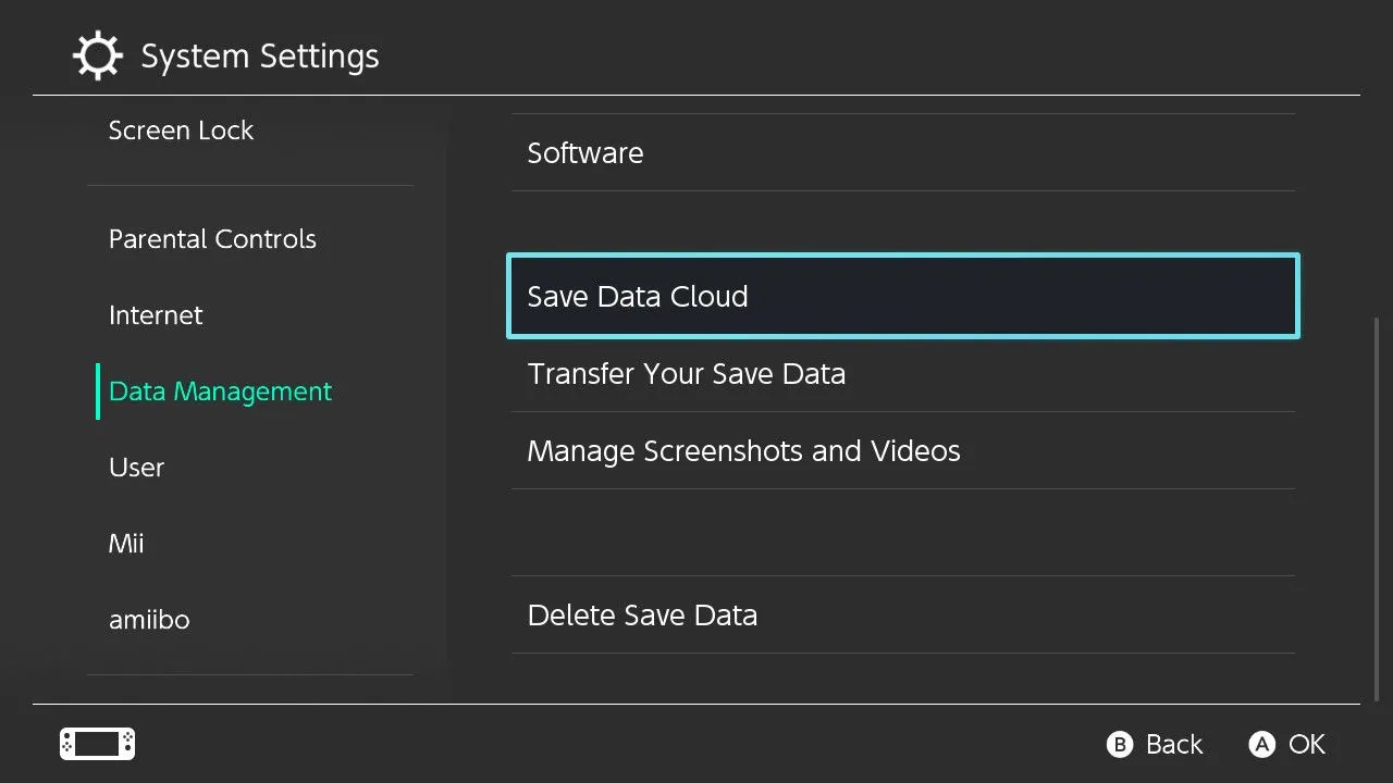 Biểu tượng lưu dữ liệu đám mây (cloud save) của Nintendo Switch Online, thể hiện việc sao lưu và khôi phục dữ liệu game