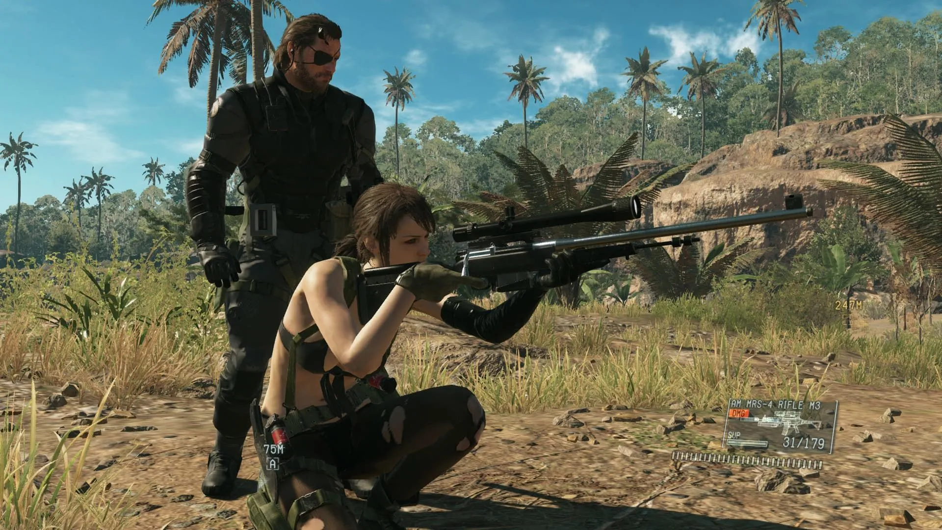 Big Boss (Snake) và Quiet trong Metal Gear Solid V: The Phantom Pain, nơi lựa chọn phi sát thương là cốt lõi