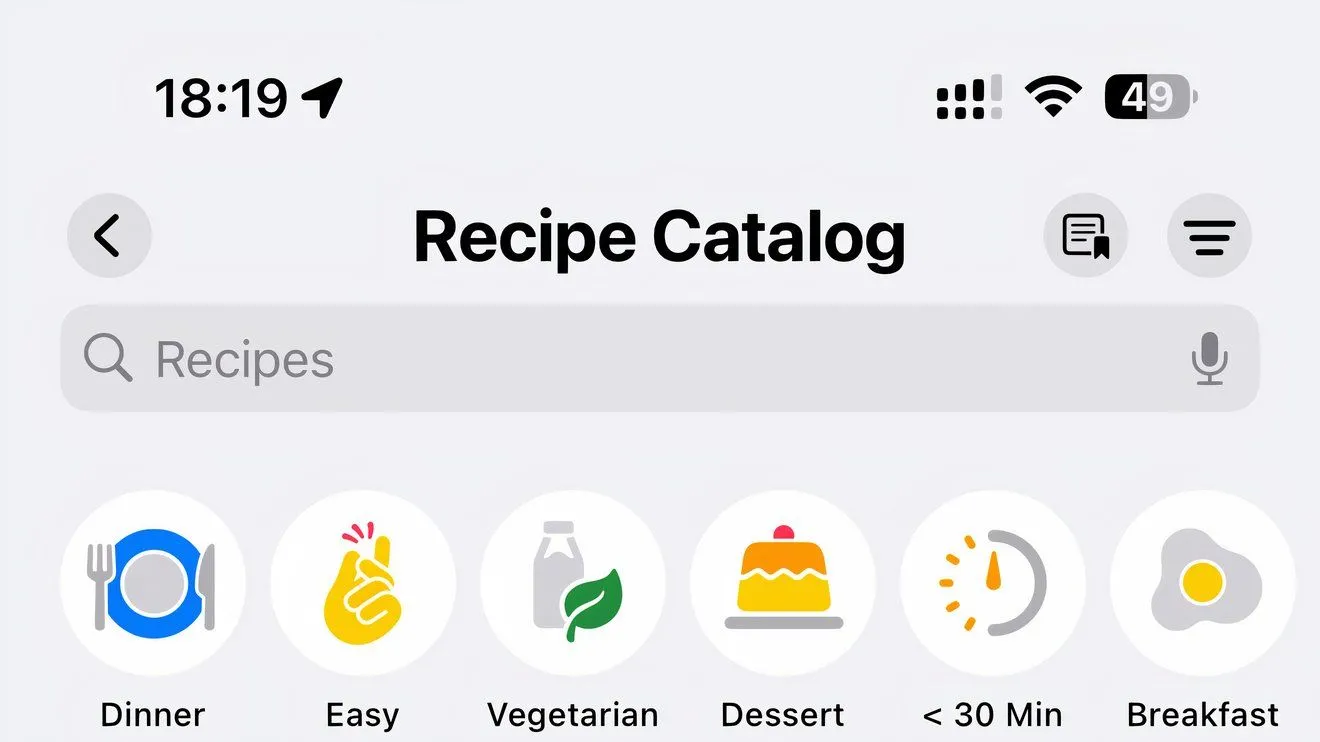 Các danh mục món ăn trực quan trong mục Food của Apple News+ trên iPhone