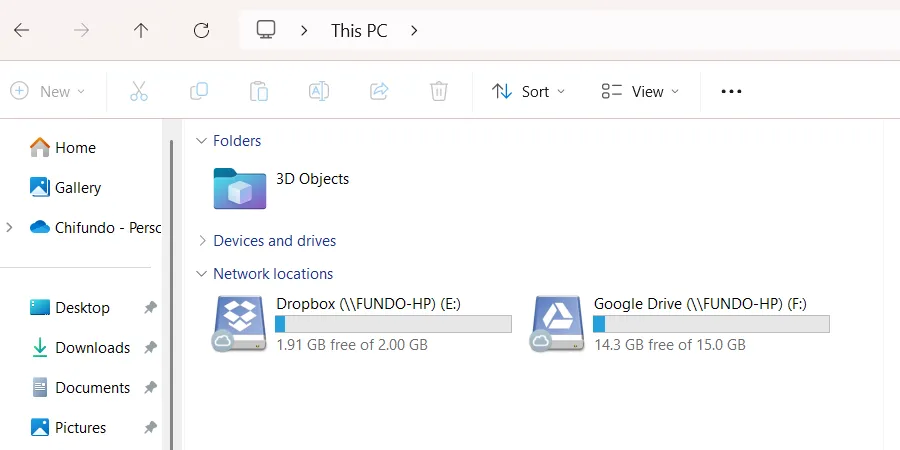 Các dịch vụ lưu trữ đám mây được Mountain Duck gắn dưới dạng ổ đĩa cục bộ trong File Explorer