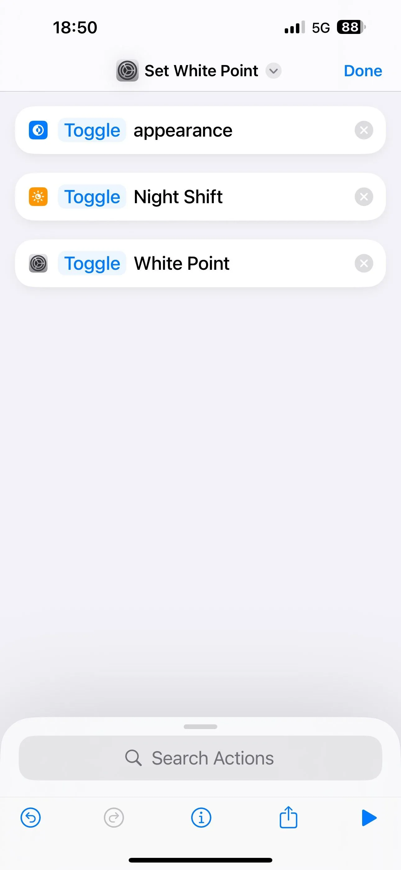Các tác vụ bật/tắt (Toggle) chế độ ban đêm đã được thêm vào phím tắt trên iPhone.