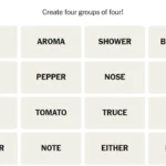 Các từ chưa được sắp xếp trong trò chơi Connections NYT ngày 10 tháng 01, hiển thị bảng chữ cái với 16 ô vuông chứa từ.