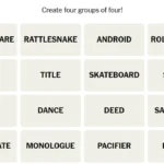Các từ chưa sắp xếp của trò chơi Connections NYT ngày 12 tháng 01 với nhiều từ gợi liên tưởng khác nhau