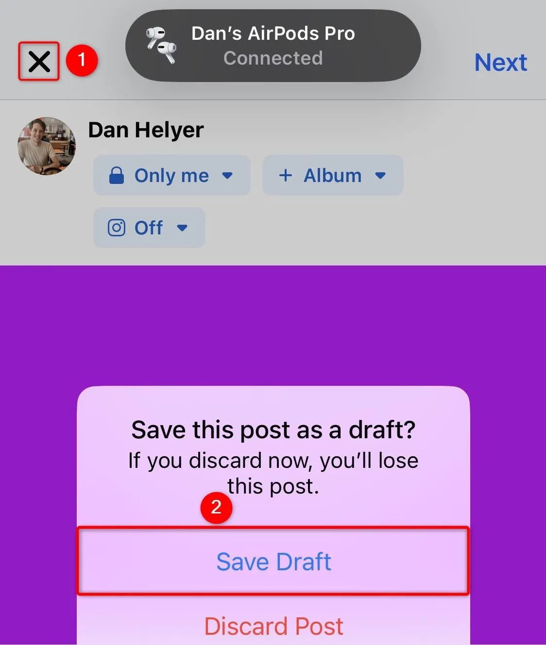 Cách lưu bản nháp bài viết Facebook trên ứng dụng iPhone