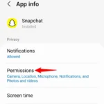 Cài đặt quyền ứng dụng Snapchat trên Android