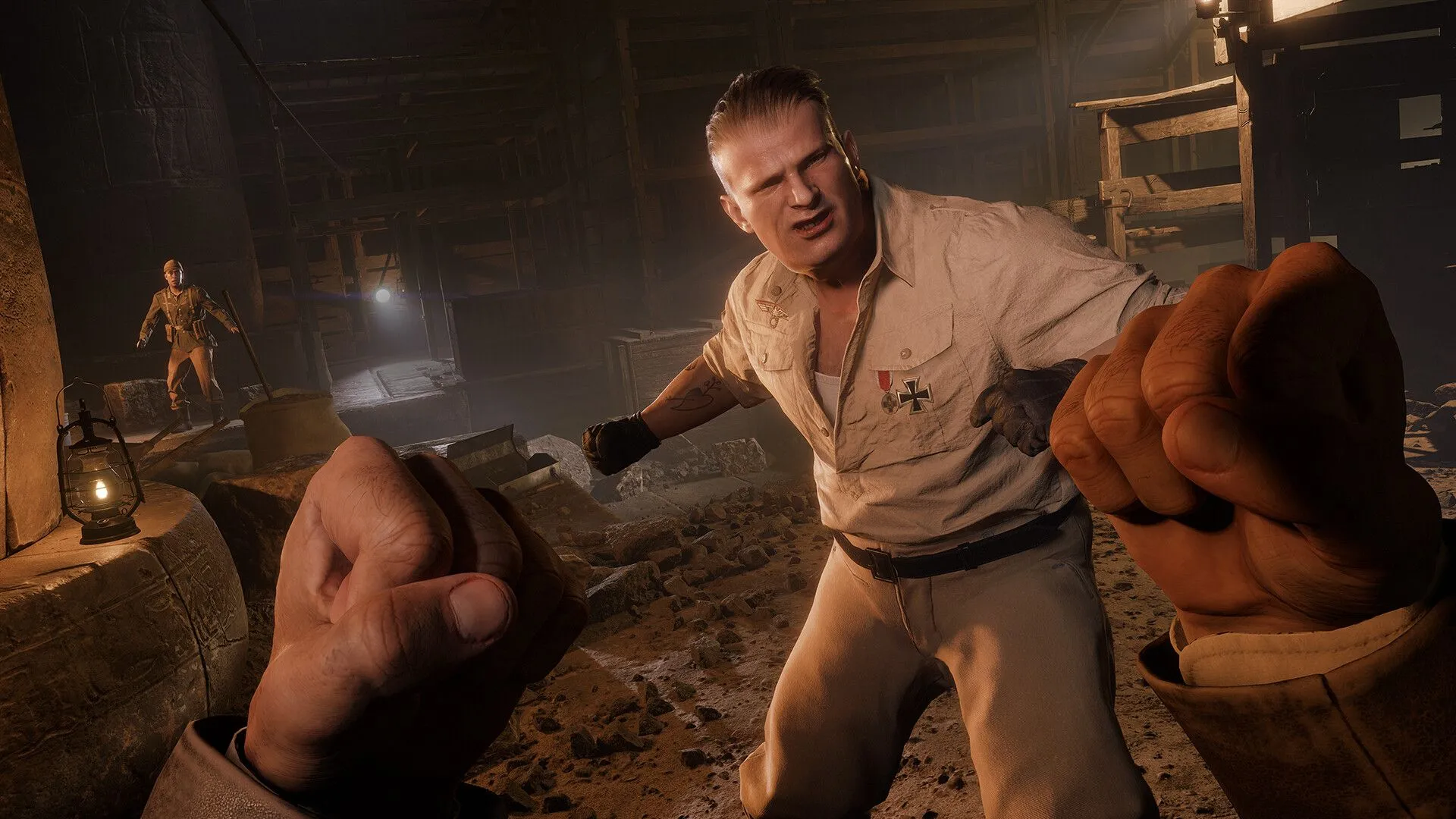 Cảnh chiến đấu cận chiến của Indiana Jones, thể hiện sự tự do và chiều sâu trong hệ thống combat của game