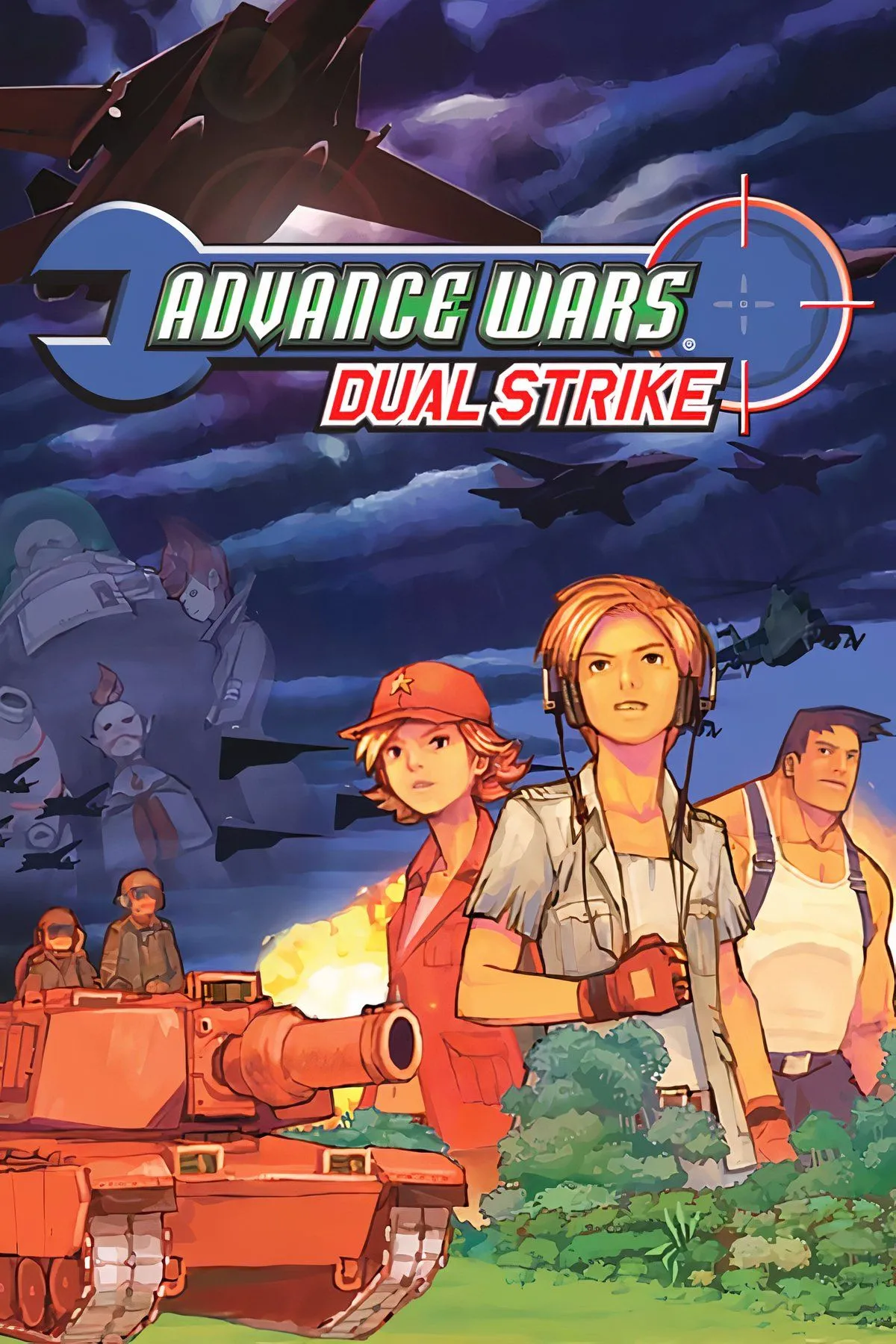 Cảnh chiến đấu trong Advance Wars: Dual Strike với các đơn vị quân đội trên bản đồ