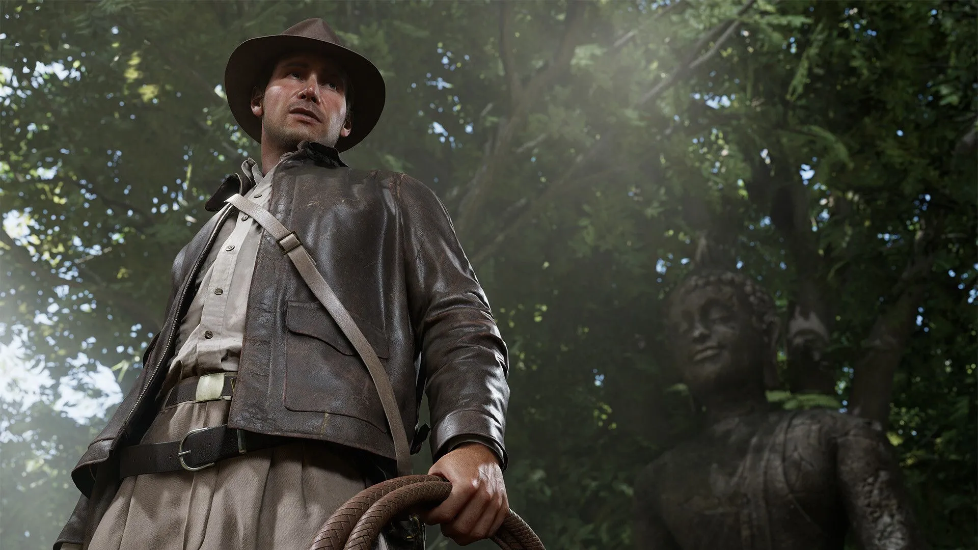 Cảnh quay điện ảnh từ Indiana Jones and the Great Circle, minh họa chất lượng cắt cảnh và diễn xuất nhân vật