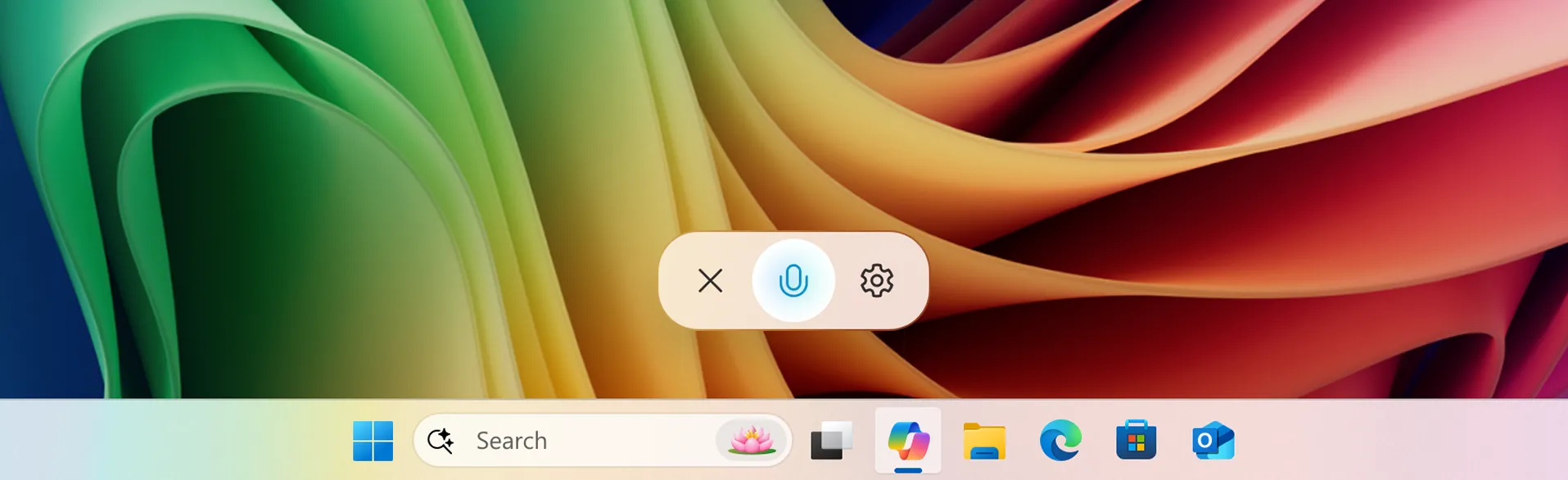 Chỉ báo micro của Copilot trên Windows 11 cho tính năng kích hoạt bằng giọng nói "Hey, Copilot"