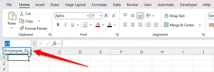 Danh sách thả xuống Name Box trong Excel hiển thị tên của bảng hoặc vùng đã đặt tên, hỗ trợ điều hướng nhanh.