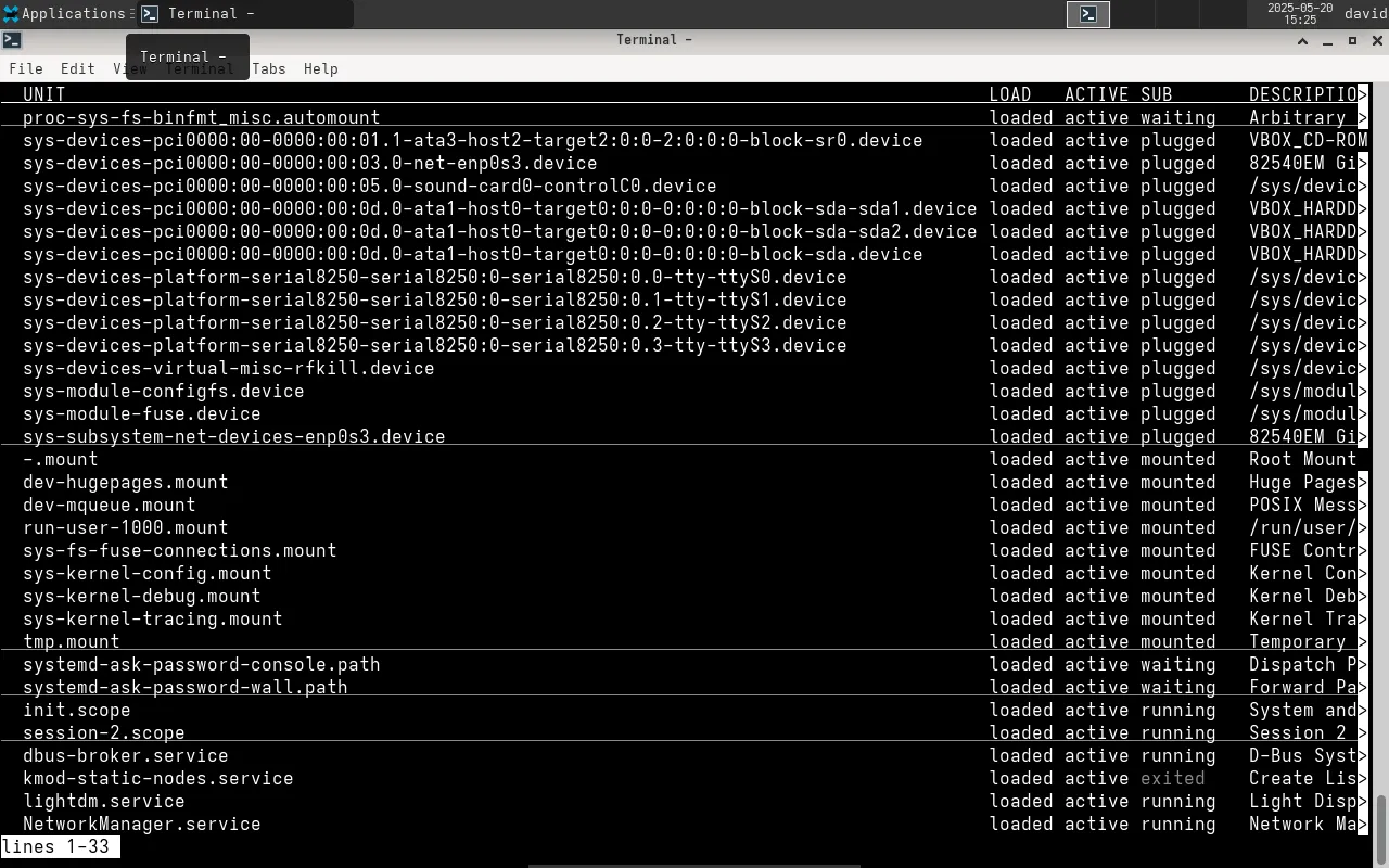 Dòng lệnh liệt kê các đơn vị (units) của systemd, thể hiện khả năng quản lý dịch vụ linh hoạt