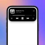 Dynamic Island hiển thị thông tin nghe nhạc trên iPhone, với các điều khiển trực tiếp