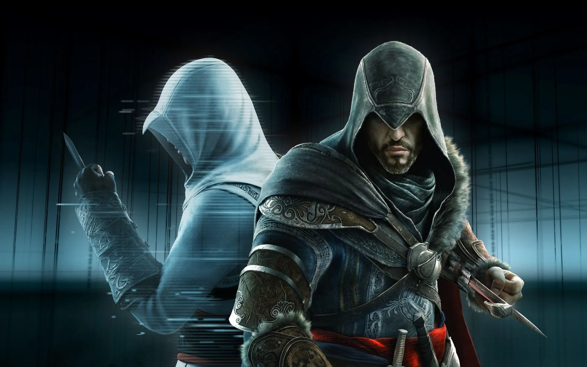 Ezio Auditore da Firenze đang leo trèo trên một công trình kiến trúc cổ kính ở Constantinople trong Assassin's Creed Revelations