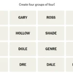 Giao diện bảng từ chưa được sắp xếp của game Connections NYT ngày 25 tháng 4