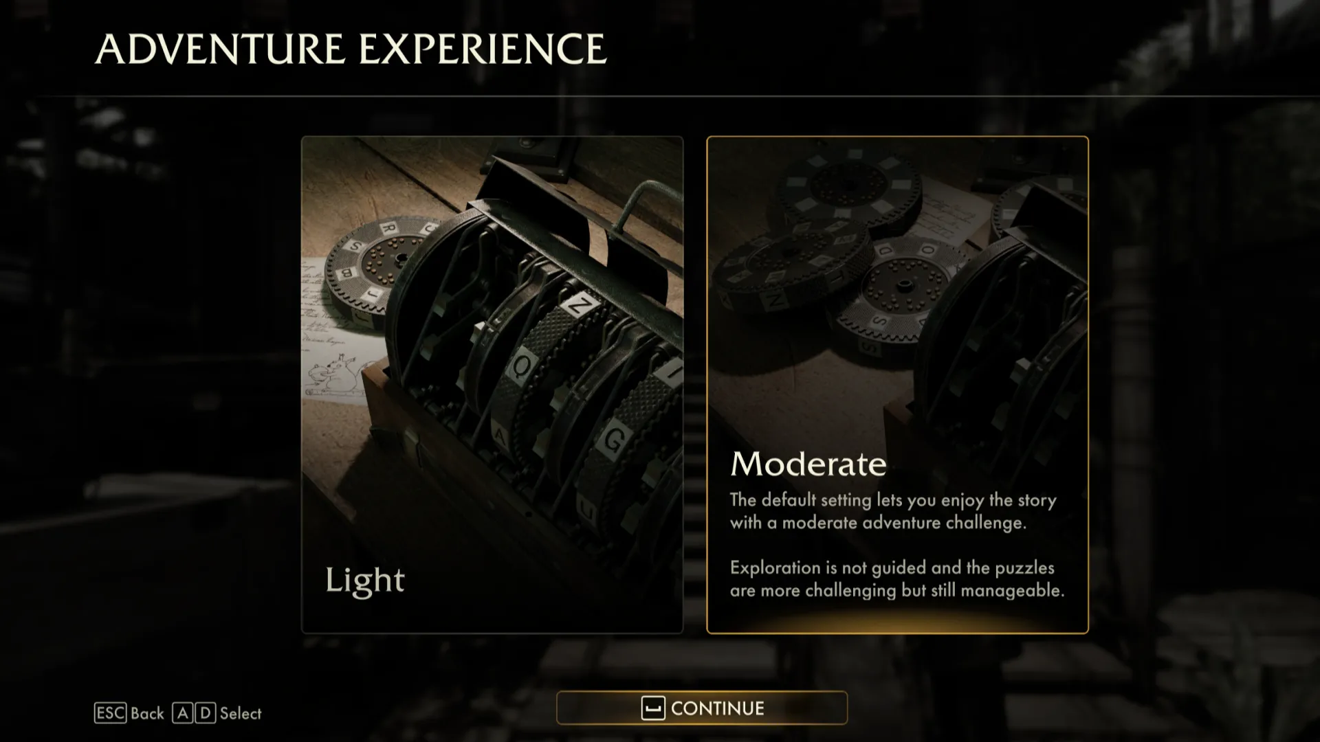 Giao diện cài đặt độ khó câu đố trong game Indiana Jones and the Great Circle, cho phép người chơi tùy chỉnh trải nghiệm