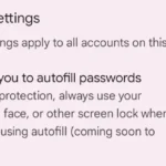 Giao diện cài đặt Google Password Manager trên Chrome Android với tùy chọn xác thực sinh trắc học