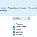 Giao diện cài đặt Hộp thư đến Gmail với mục Phân loại (Categories) đang được bật