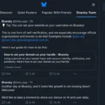 Giao diện chính của Bluesky, nơi hiển thị các 'skeet' và tùy chọn Custom Feeds độc đáo.