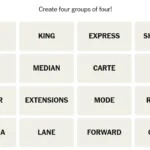 Giao diện chính của game Connections NYT với các từ khóa cần sắp xếp của câu đố ngày 19 tháng 3, 2025.