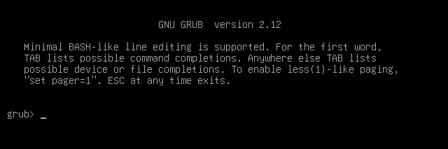 Giao diện dòng lệnh (CLI) của GRUB, dùng để khắc phục lỗi khởi động Linux.