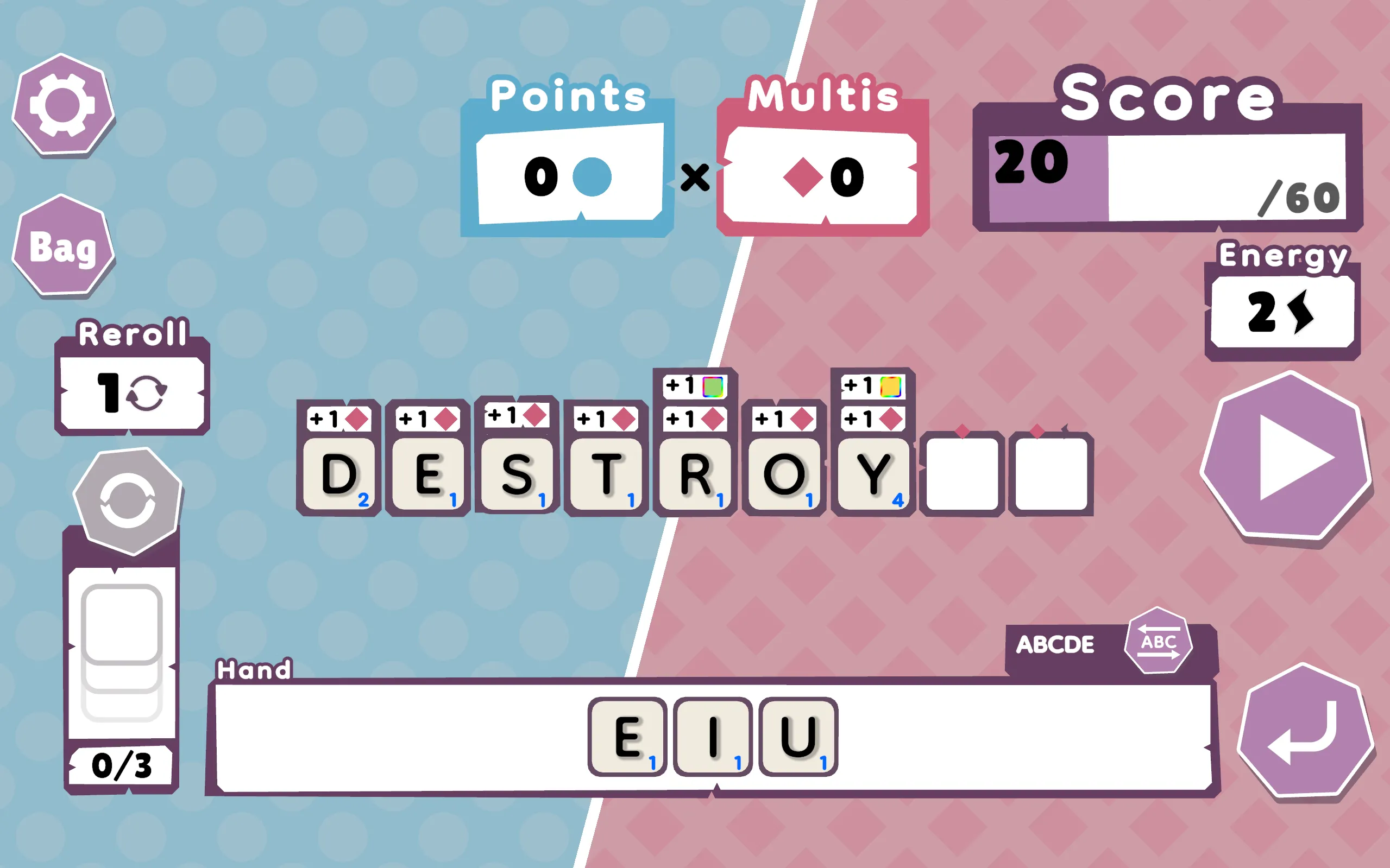 Giao diện game Wordatro! trên PC, mô phỏng Scrabble