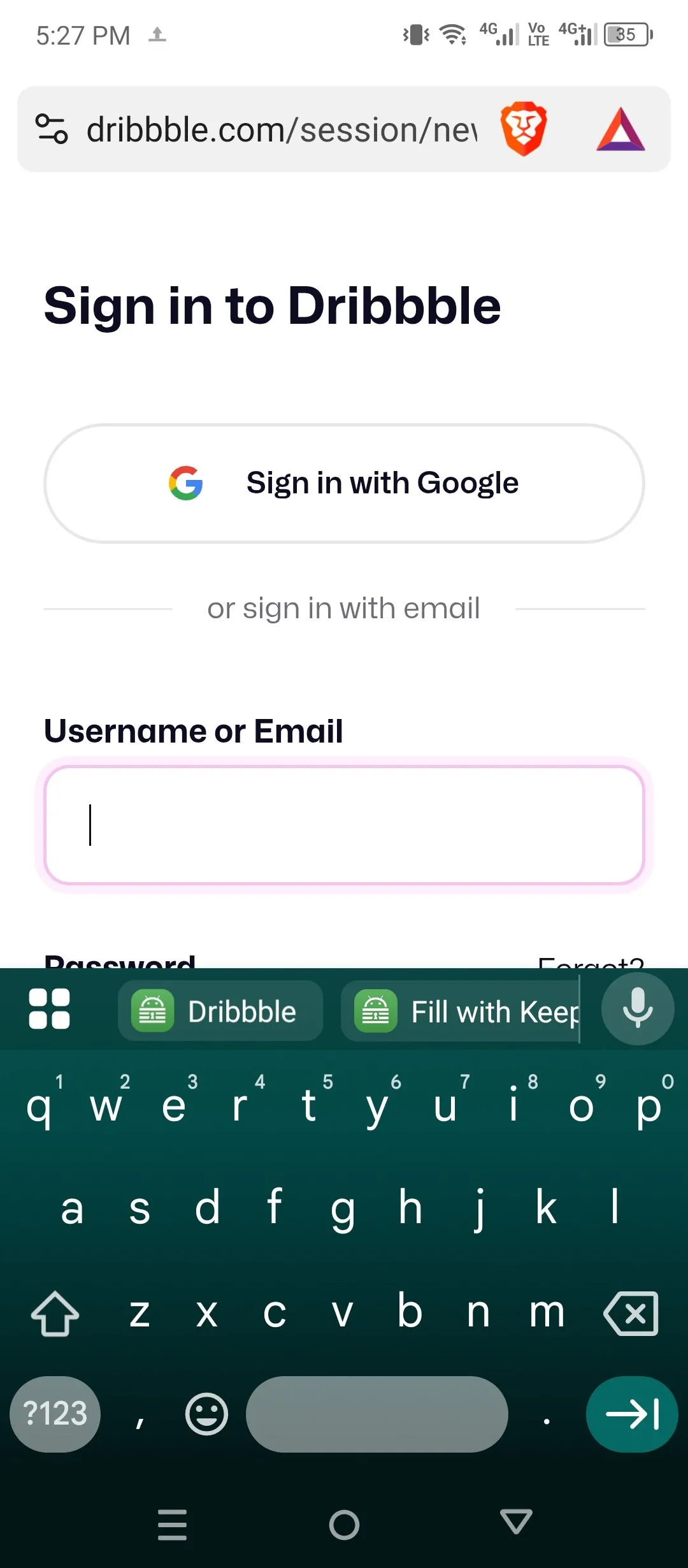 Giao diện KeePass2Android đề xuất tự động điền mật khẩu khi đăng nhập vào một trang web, minh họa tính năng autofill hiệu quả
