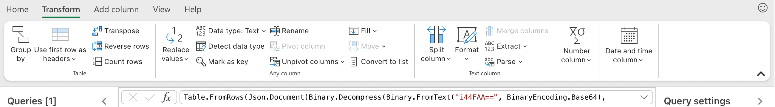 Giao diện Power Query trong Microsoft Excel, cho thấy các công cụ biến đổi dữ liệu mạnh mẽ để phân tích