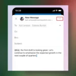 Giao diện tính năng thu nhỏ bản nháp email trên ứng dụng Outlook di động, giúp tối ưu đa nhiệm.