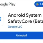 Giao diện ứng dụng Android System SafetyCore trên Google Play Store.