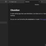 Giao diện ứng dụng Obsidian trên macOS với các ghi chú được liên kết và biểu đồ kết nối.