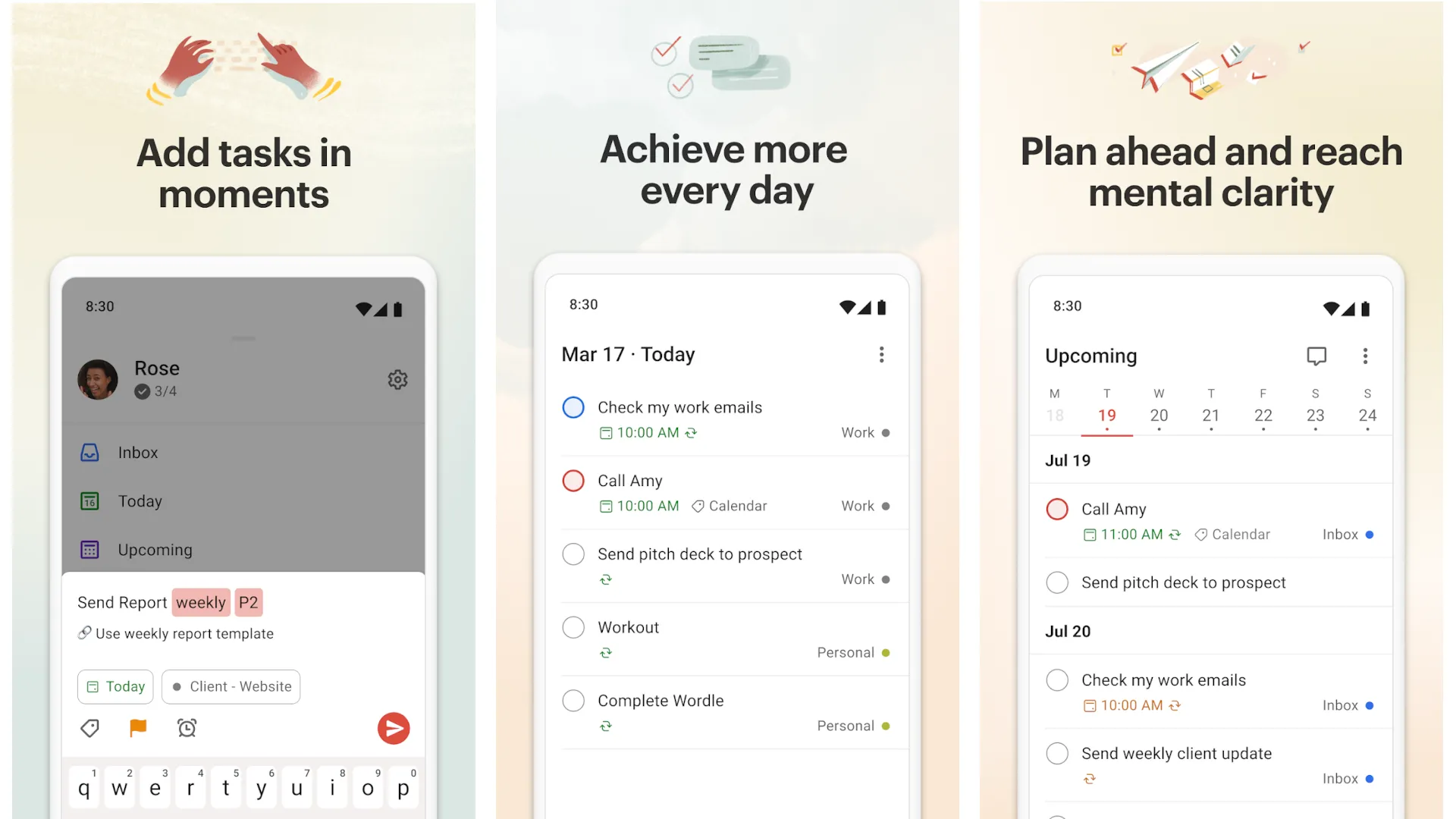 Giao diện ứng dụng Todoist hiển thị danh sách công việc và quản lý dự án.