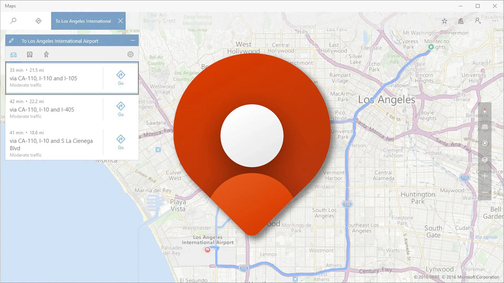 Giao diện ứng dụng Windows Maps hiển thị bản đồ và các địa điểm