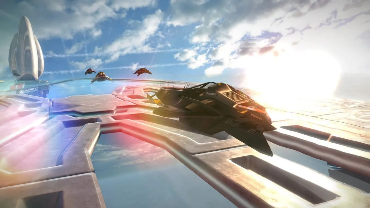 Góc nhìn đường đua trong Wipeout Omega Collection trên PlayStation