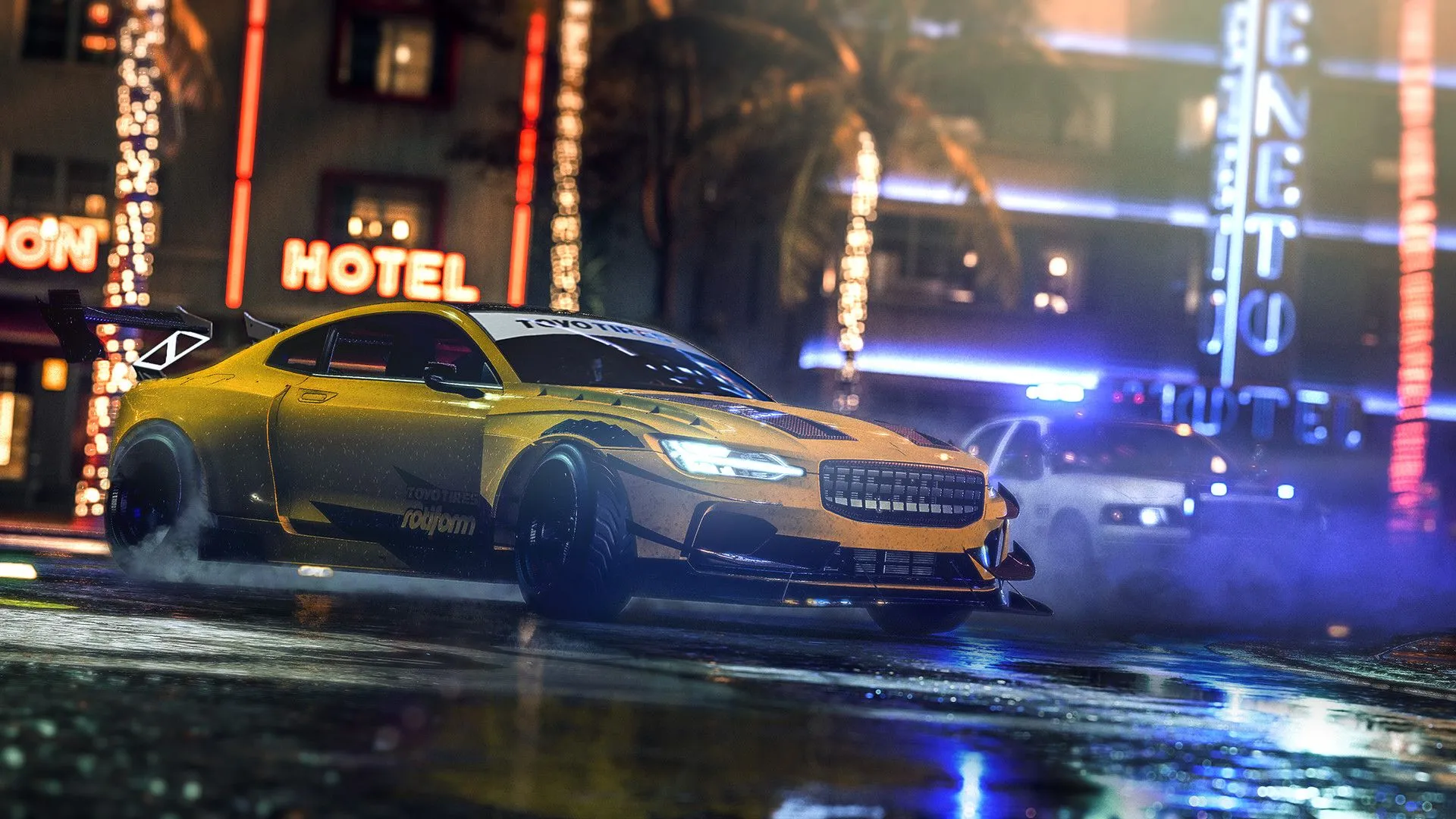 Hai chiếc xe đua đường phố đầy kịch tính trong tựa game Need for Speed Heat, minh họa cho dòng game đua xe arcade