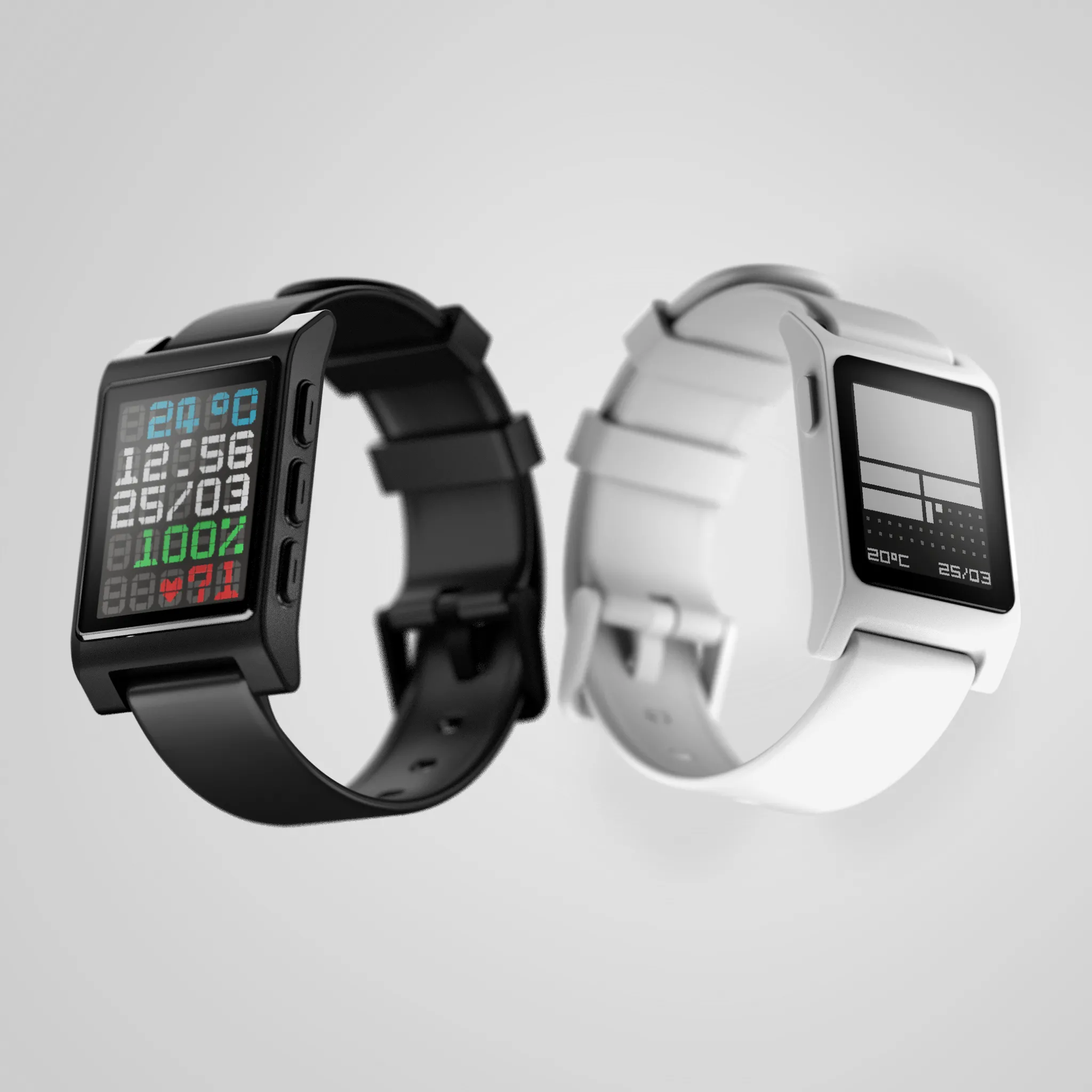 Hai mẫu đồng hồ thông minh Pebble Core Time 2 và Core 2 Duo đặt cạnh nhau.