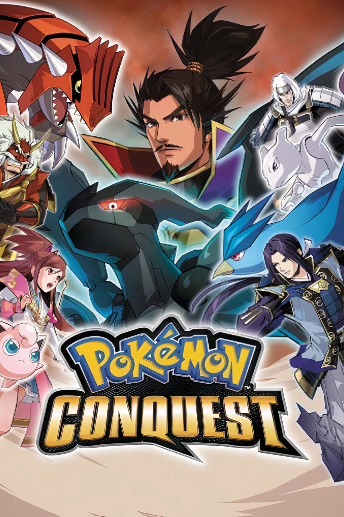 Hình ảnh gameplay Pokémon Conquest với các nhân vật và Pokémon trên bản đồ chiến thuật