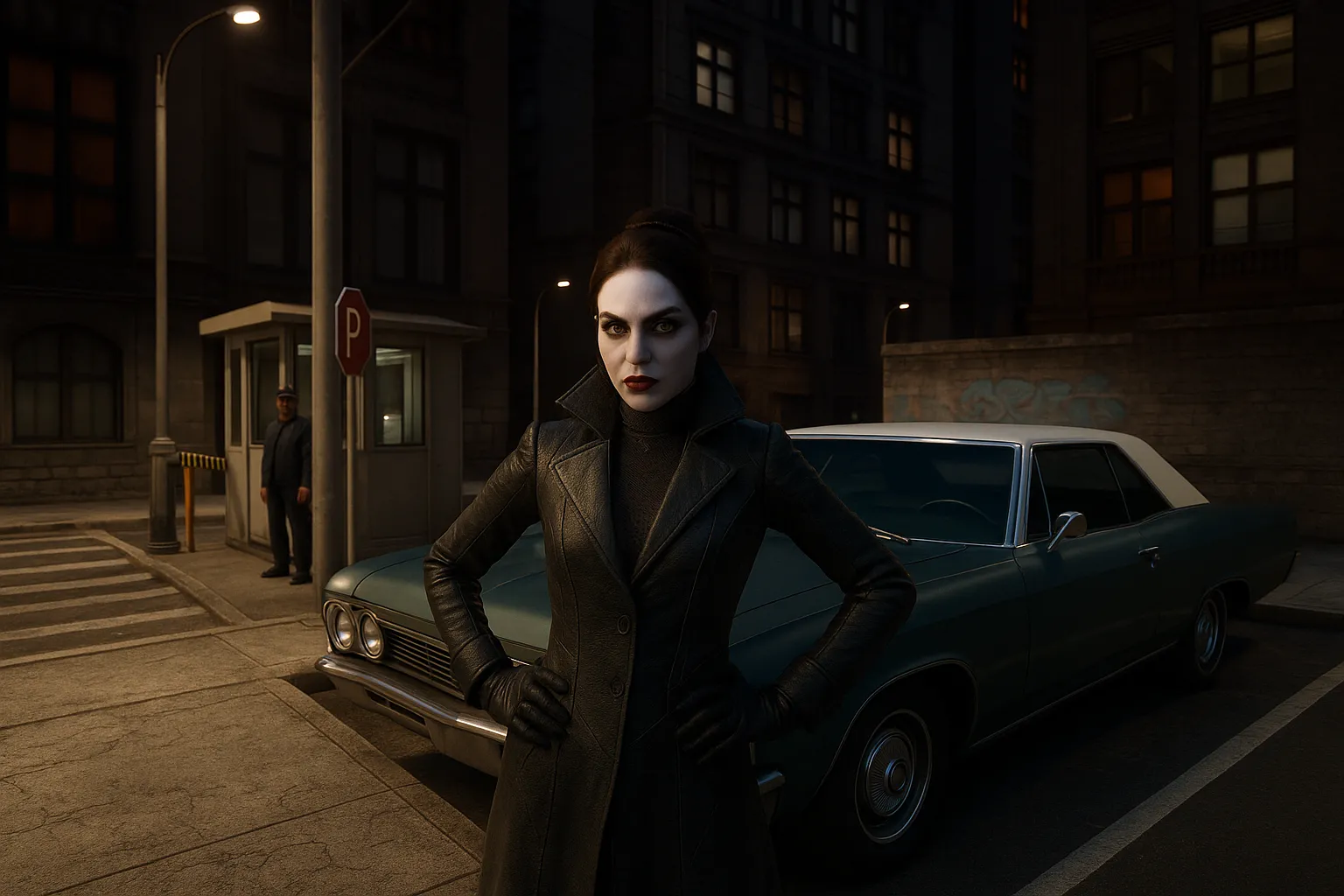 Hình ảnh minh họa do AI tạo ra về tiềm năng đồ họa của Vampire: The Masquerade – Bloodlines khi được làm lại trên engine game hiện đại, chi tiết và sống động hơn.