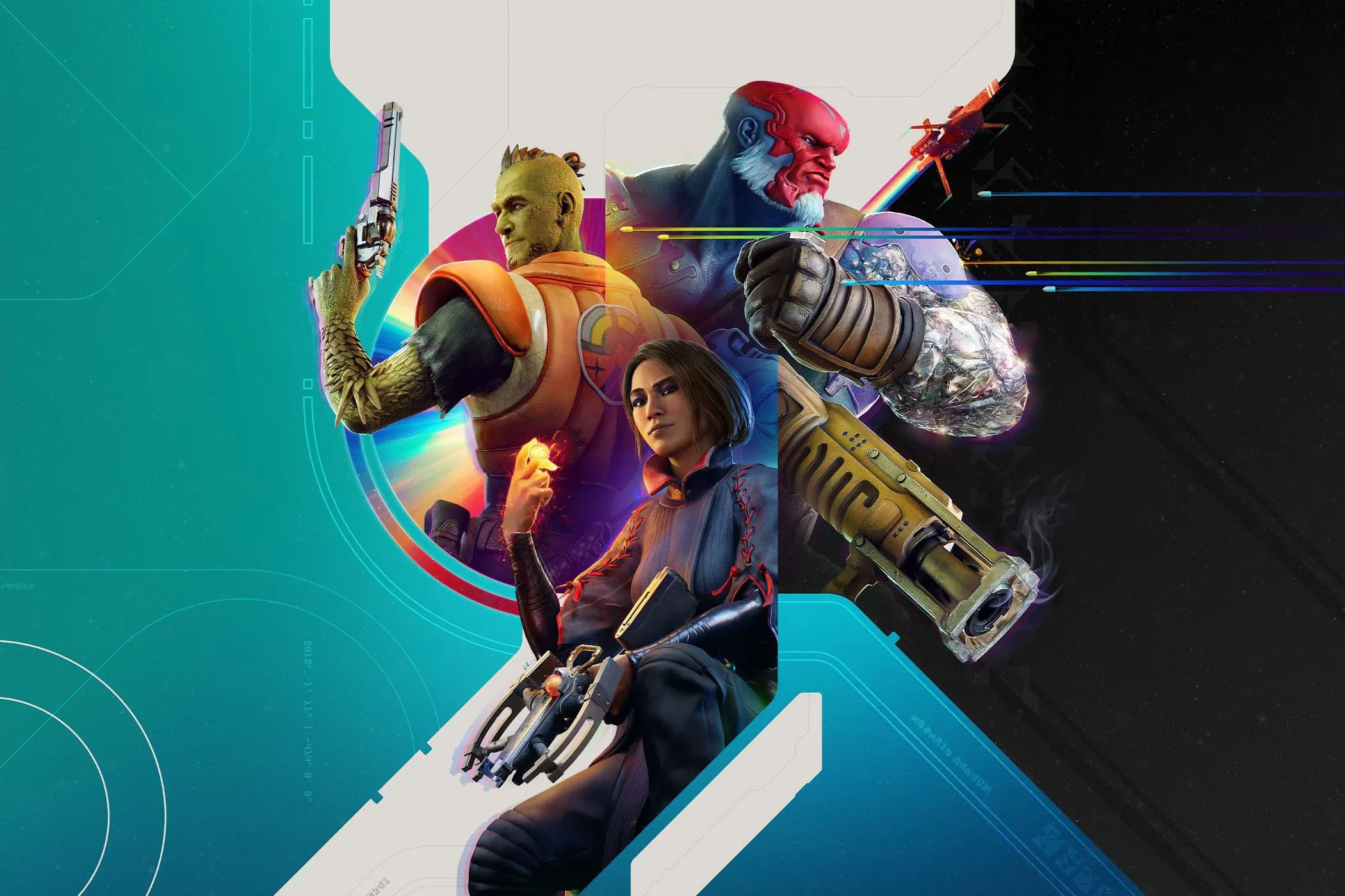 Hình ảnh quảng bá game Concord, thể hiện ba nhân vật có thể điều khiển, minh họa xu hướng game AAA gặp thất bại khi theo đuổi trào lưu.