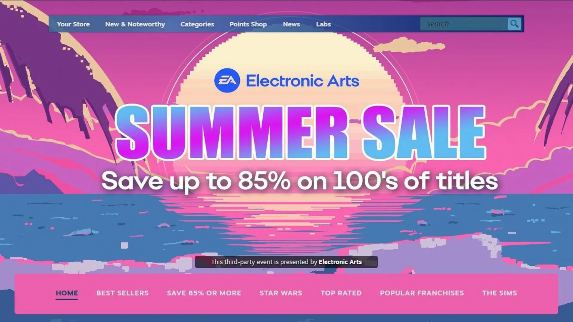 Hình ảnh quảng cáo cho sự kiện Steam Summer Sale 2025, cho thấy các đợt giảm giá lớn là lý do nên chờ đợi mua game thay vì mua full price.
